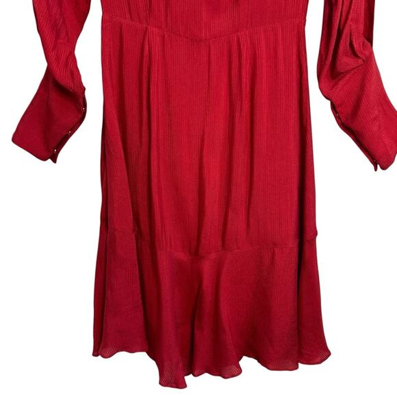 & Other Stories Frill Hem Red Long Sleeve Dress - Picture 7 of 14